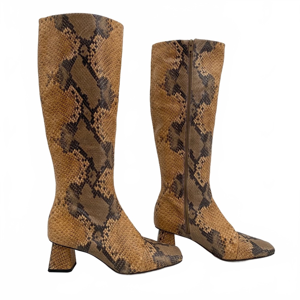 Vince Kellen Snake Print Leather Heeled Boots | Women’s US9.5